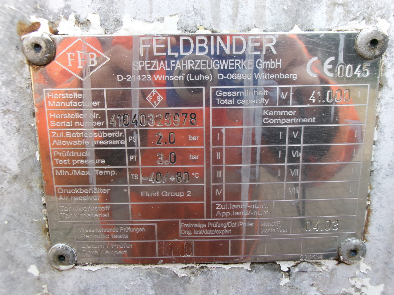 Полуприцеп-цистерна для транспортировки муки Feldbinder Powder tank alu 41 m3 (tipping): фото 20