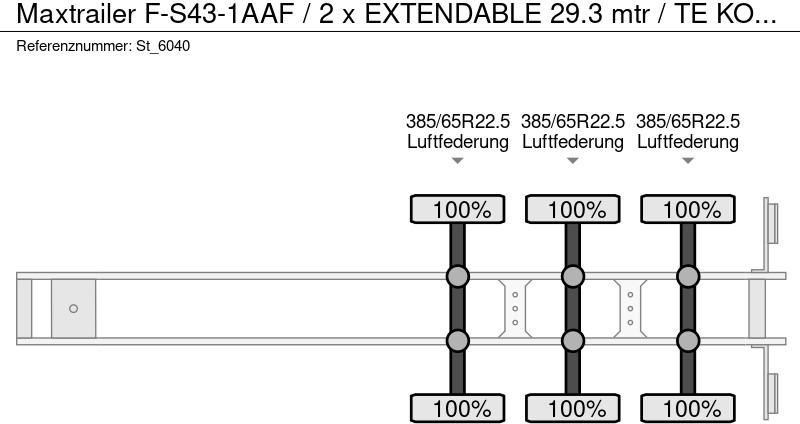 Полуприцеп бортовой/ Платформа MAXTRAILER F-S43-1AAF / 2 x EXTENDABLE 29.3 mtr / TE KOOP - TE HUUR: фото 19
