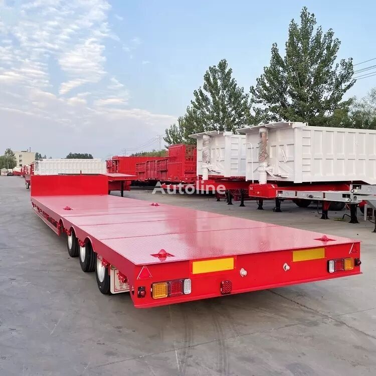 Новый Низкорамный полуприцеп New 13 meter 3 axles flat lowbed gooseneck semi trailer: фото 5