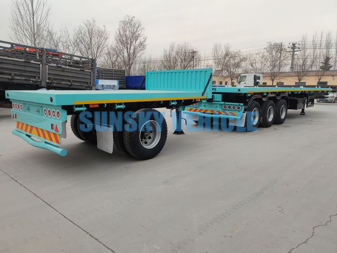 Новый Полуприцеп бортовой/ Платформа для транспортировки сыпучих материалов SUNSKY 40FT Flatbed Trailer: фото 3