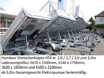 Новый Самосвальный прицеп Humbaur - HTK3500.37 Dreiseitenkipper 3,5to Stahlbordwände: фото 1