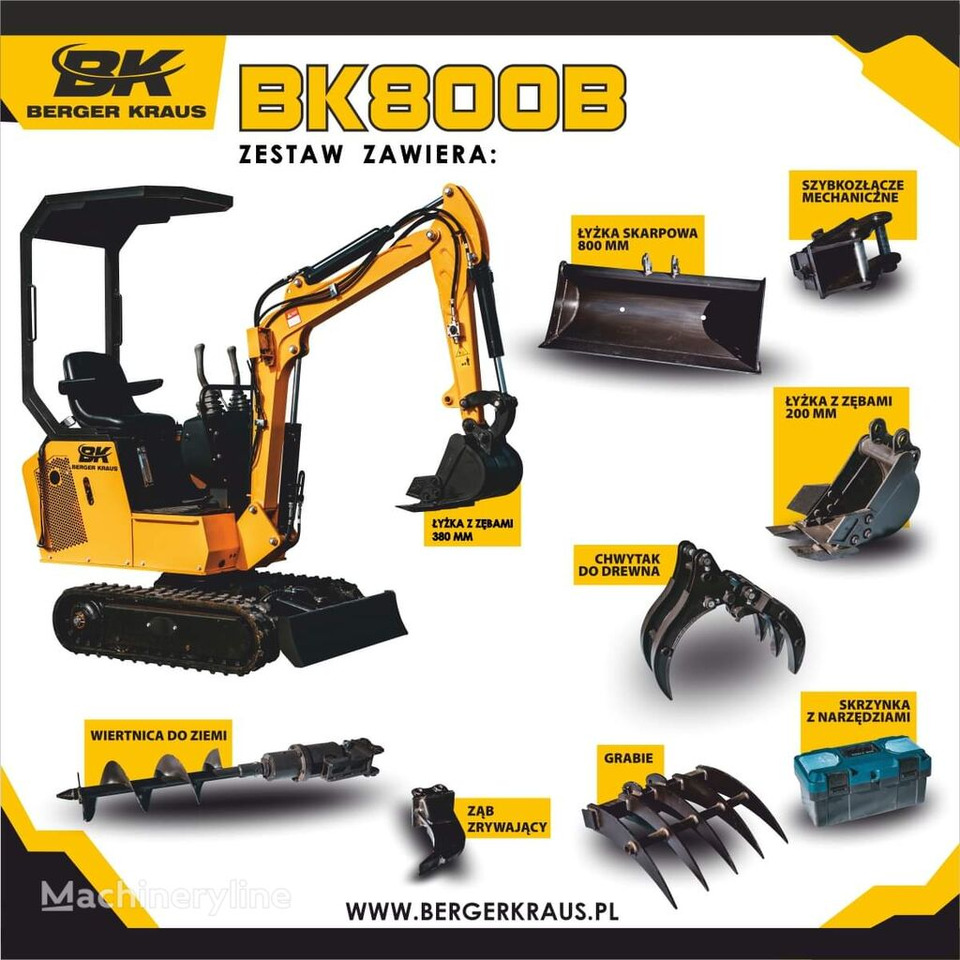 Berger Kraus Mini Excavator BK800B with FULL equipment в лизинг Berger Kraus Mini Excavator BK800B with FULL equipment: фото 1