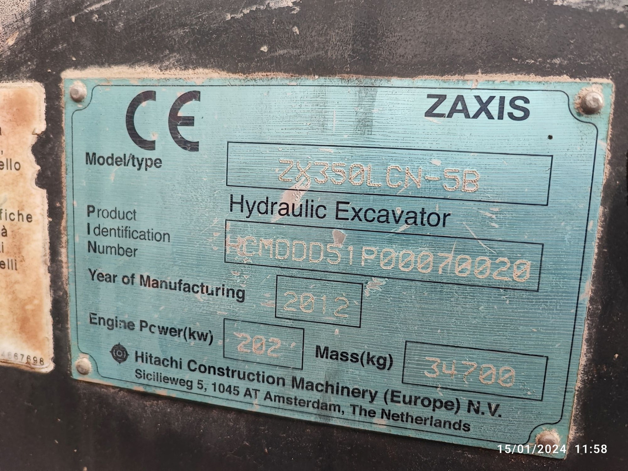 Гусеничный экскаватор HITACHI ZX350LCN-5B: фото 7