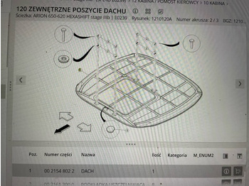 Кузов и экстерьер для Сельскохозяйственной техники Claas Arion Axion Dach zewnętrzne poszycie dachu: фото 2