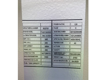 Новый Электрогенератор Volvo TAD1342GE - 385 kVA Generator - DPX-18878.1: фото 4