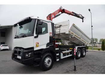 Самосвал, Автоманипулятор Renault C 380 / 6x4 / WYWROTKA 3 STRONNA  + HDS FASSI F135 / HYDROBURTA: фото 2