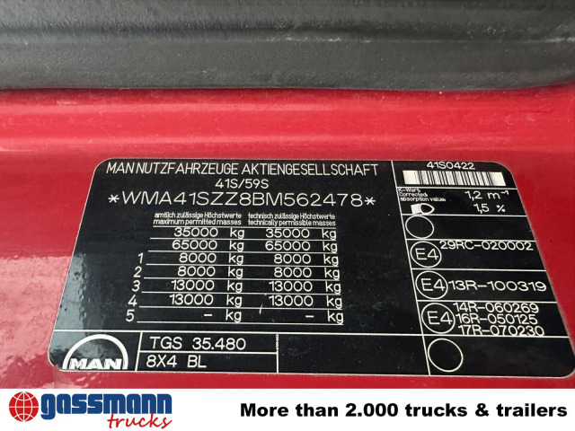 MAN TGS 35.400 8x4 BL, Schub-Knick bis 6,5m - Крюковой мультилифт: фото 5 MAN TGS 35.400 8x4 BL, Schub-Knick bis 6,5m - Крюковой мультилифт: фото 5