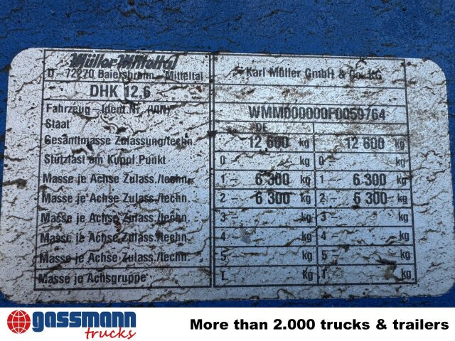 Müller-Mitteltal DHK 12.6, verzinkt! - Самосвальный прицеп: фото 4 Müller-Mitteltal DHK 12.6, verzinkt! - Самосвальный прицеп: фото 4