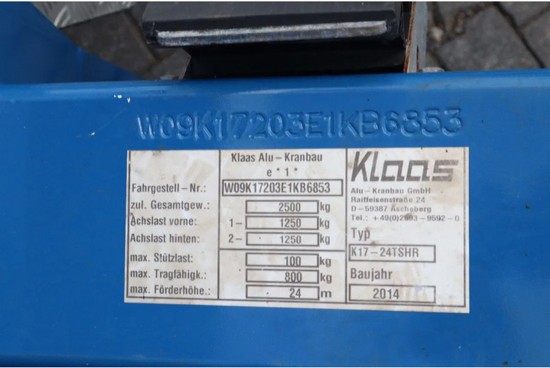 Короткобазный кран Klaas K17/24 TSHR | 24 METER | 800 KG | TRAILER CRANE | DACHDECKER: фото 20