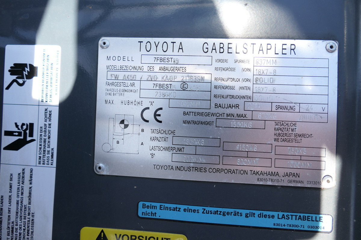 Электропогрузчик TOYOTA 7FBEST 15 Elektro 3-Rad: фото 13