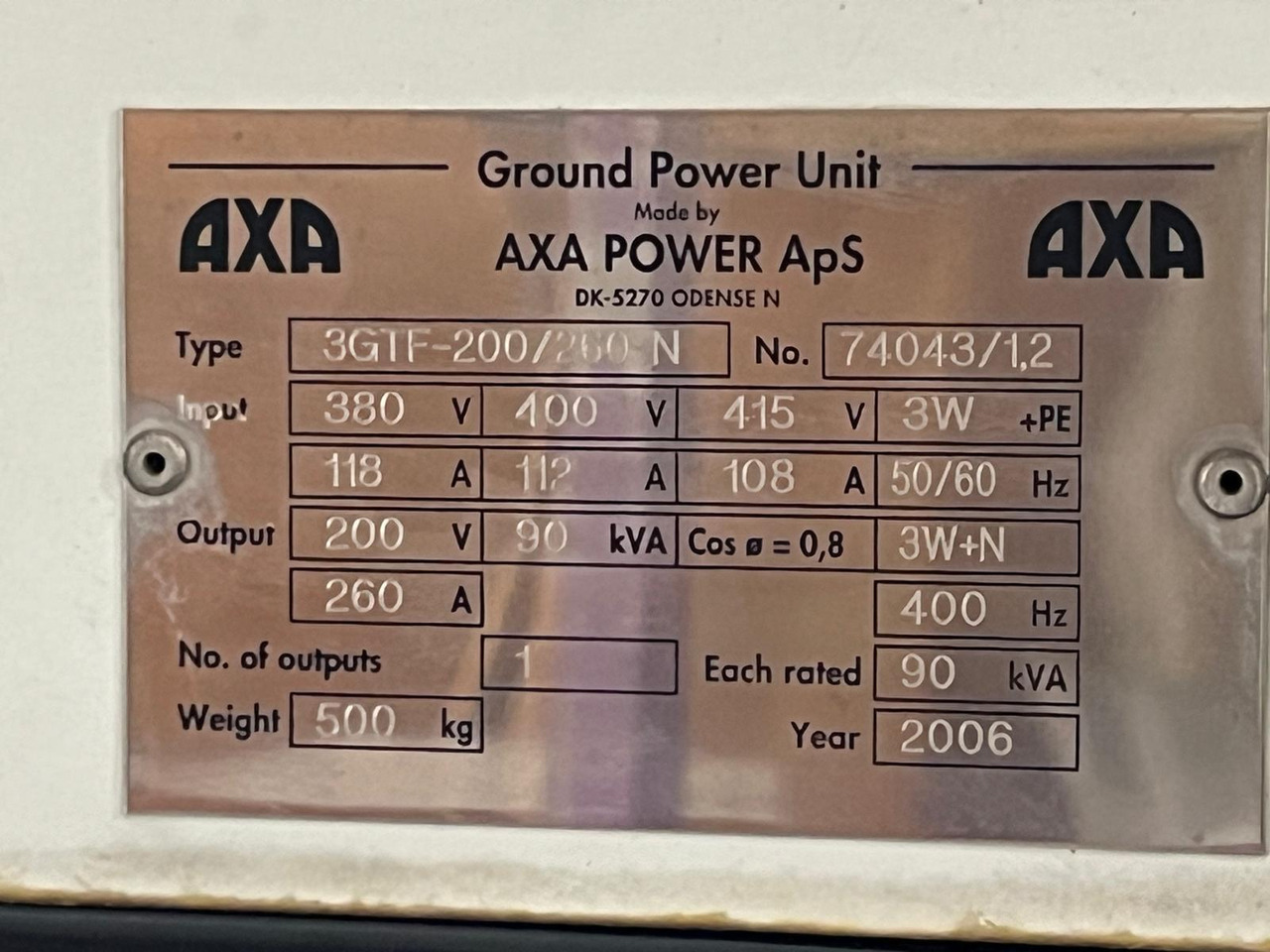 Axa Power - 90kva 3GTF-200/260N Hangar Use - Аэродромный источник питания: фото 2 Axa Power - 90kva 3GTF-200/260N Hangar Use - Аэродромный источник питания: фото 2