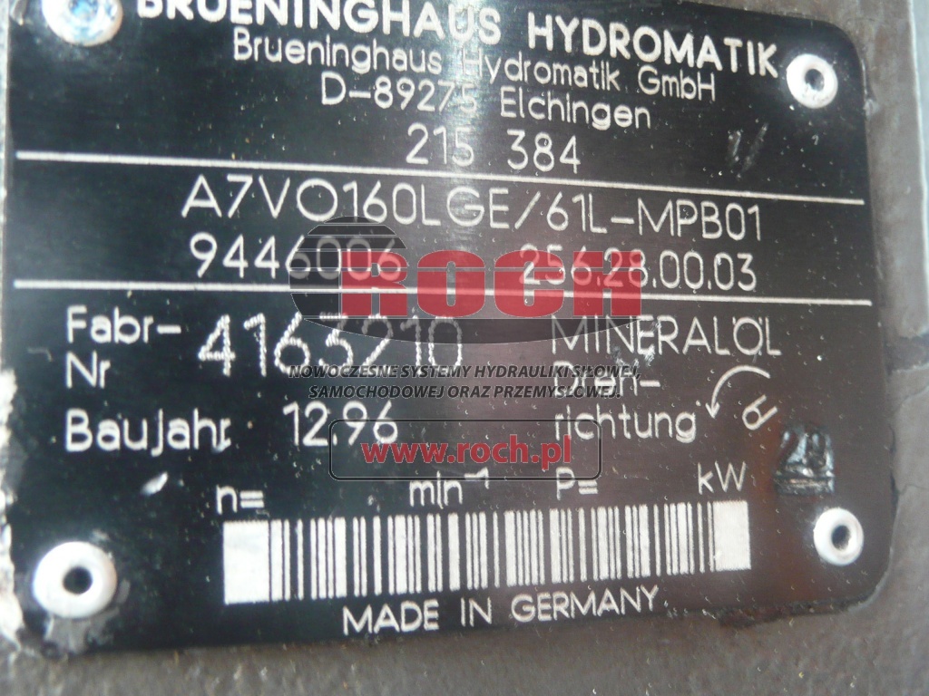 BRUENINGHAUS HYDROMATIK A7VO160LGE/61L-MPB01 9446006 256.28.00.03 - Гидравлический насос: фото 2 BRUENINGHAUS HYDROMATIK A7VO160LGE/61L-MPB01 9446006 256.28.00.03 - Гидравлический насос: фото 2