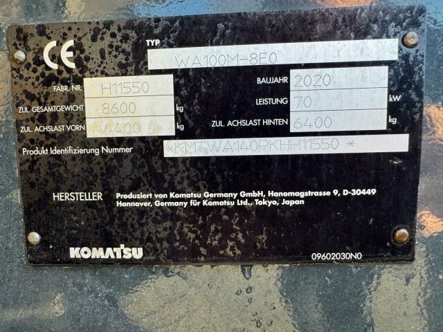 Komatsu WA 100M-8E0 Radlader 8 Ton - 3931 H - 0,75m³ - Колёсный погрузчик: фото 5 Komatsu WA 100M-8E0 Radlader 8 Ton - 3931 H - 0,75m³ - Колёсный погрузчик: фото 5