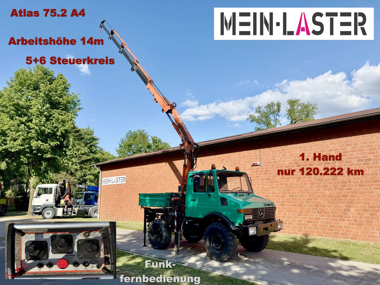 Unimog U 1200 Atlas 75.2 Kran 14 m Funk FB *1. Hand - Автоманипулятор: фото 1 Unimog U 1200 Atlas 75.2 Kran 14 m Funk FB *1. Hand - Автоманипулятор: фото 1