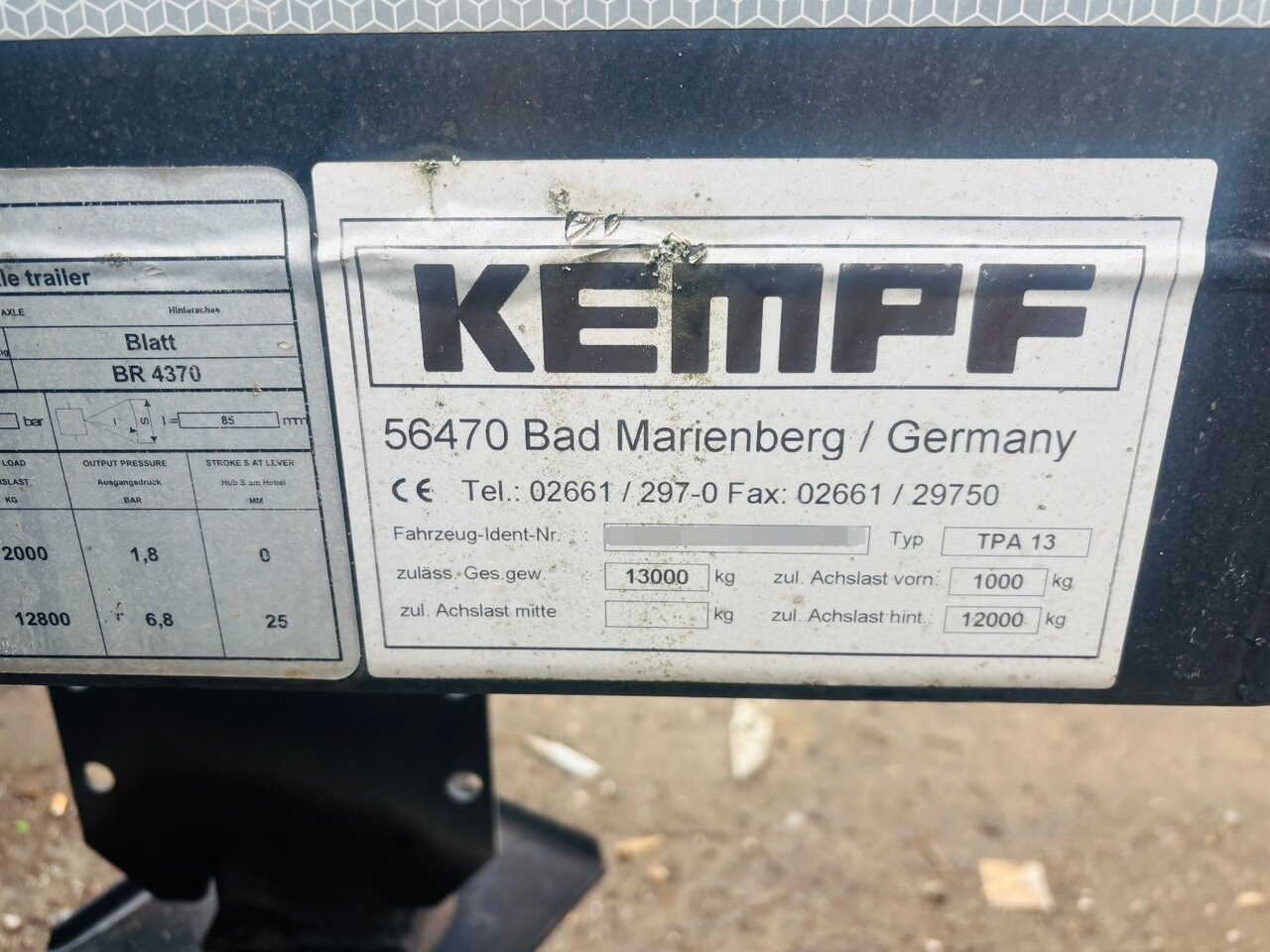 Прицеп мультилифт/ Бункеровоз Kempf TPA 13 TPA 13 Anhänger für Absetzcontainer: фото 8