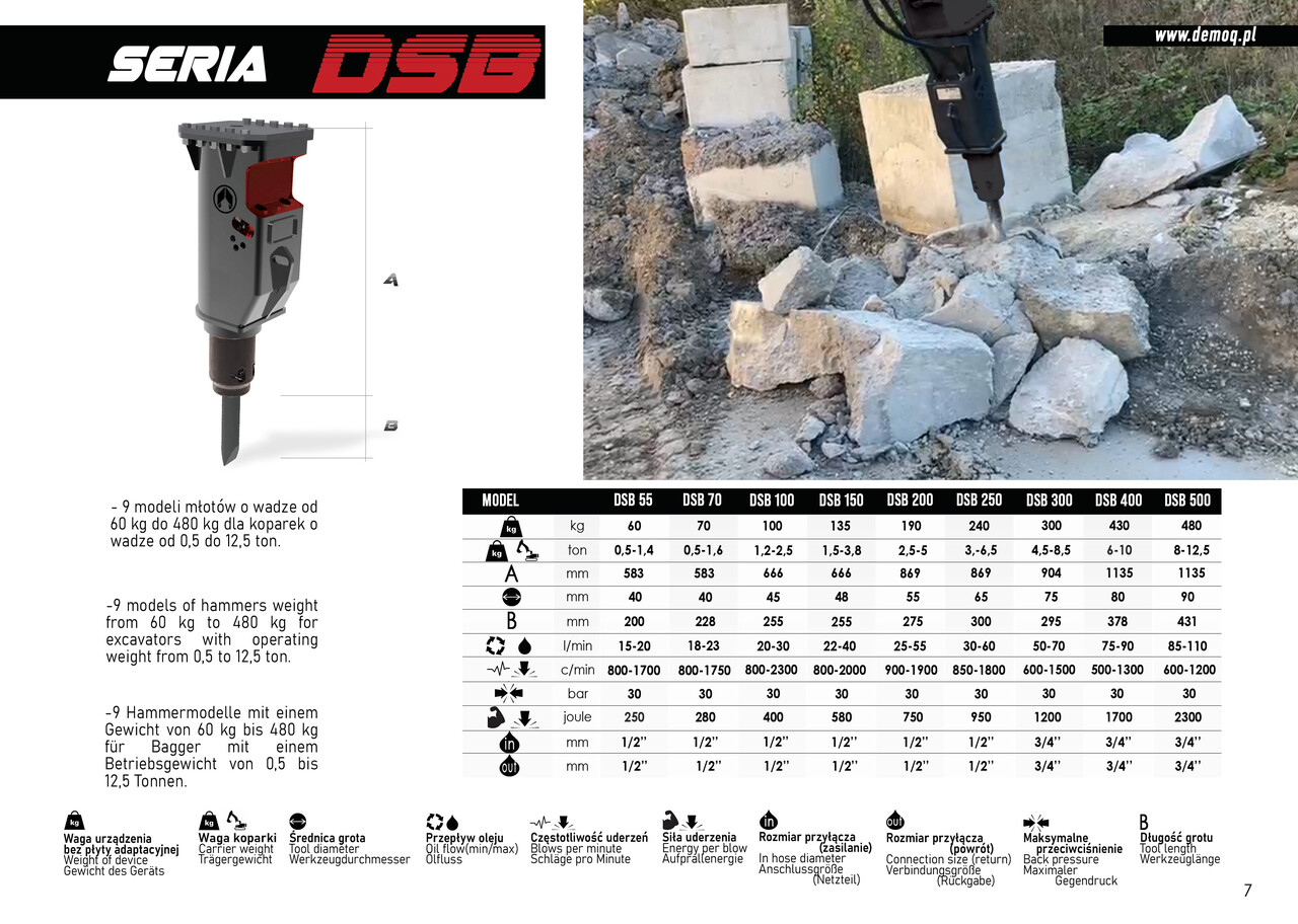 DEMOQ DSB 70 Hydraulic breaker 70 KG - Гидромолот для Экскаваторов: фото 2 DEMOQ DSB 70 Hydraulic breaker 70 KG - Гидромолот для Экскаваторов: фото 2