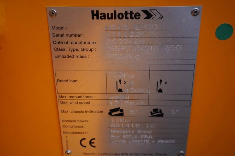 Ножничный подъемник Haulotte HS15EPRO Valid Inspection, *Guarantee! Full Electr: фото 6