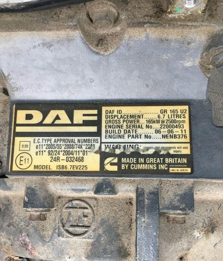 DAF GR165 U2 DAF Lf45 - Двигатель для Грузовиков: фото 1 DAF GR165 U2 DAF Lf45 - Двигатель для Грузовиков: фото 1