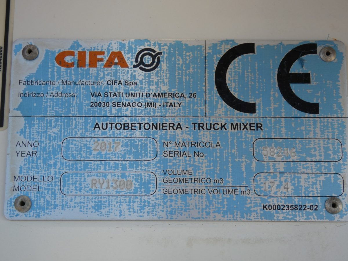 Автобетоносмеситель MAN TGS 41.460 CIFA RY1300: фото 8