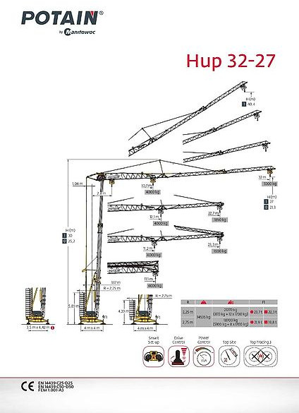 Potain HUP 32-27 - Быстромонтируемый башенный кран: фото 1 Potain HUP 32-27 - Быстромонтируемый башенный кран: фото 1