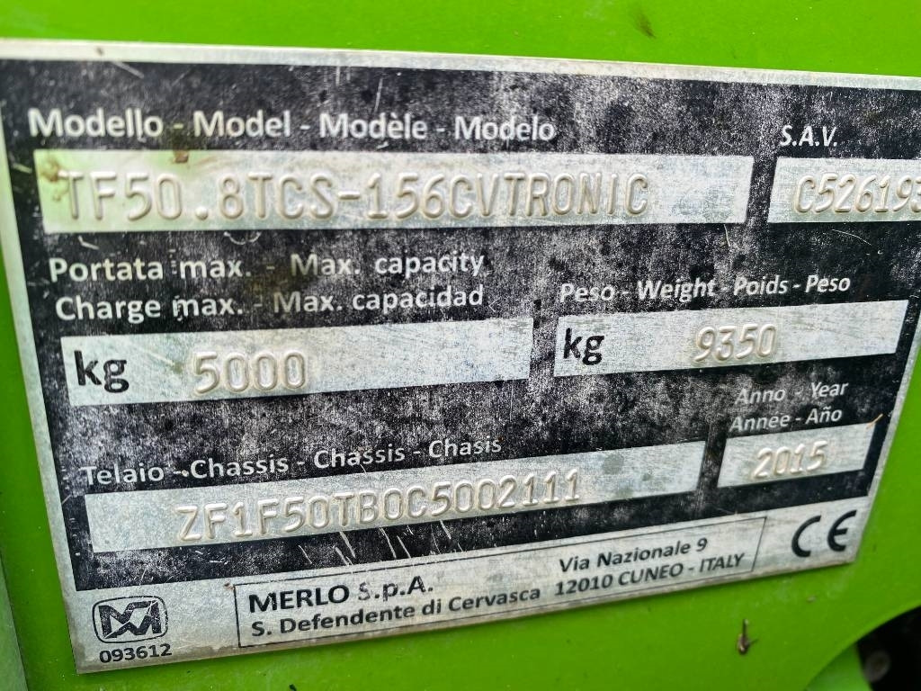Телескопический фронтальный погрузчик Merlo TF 50.8TCS-156CVTRONIC Origine Francaise endommagé: фото 7