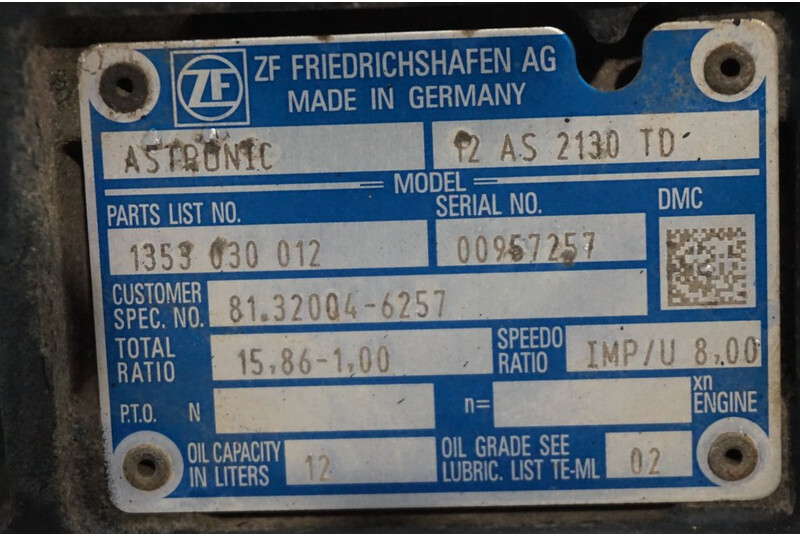 ZF 12AS2130DD TGS   81.32004-6257 - Коробка передач для Грузовиков: фото 5 ZF 12AS2130DD TGS   81.32004-6257 - Коробка передач для Грузовиков: фото 5