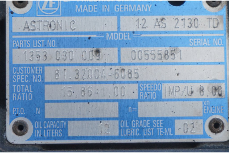 ZF 12AS2130TD TGS 81 32004-6085 - Коробка передач для Грузовиков: фото 5 ZF 12AS2130TD TGS 81 32004-6085 - Коробка передач для Грузовиков: фото 5