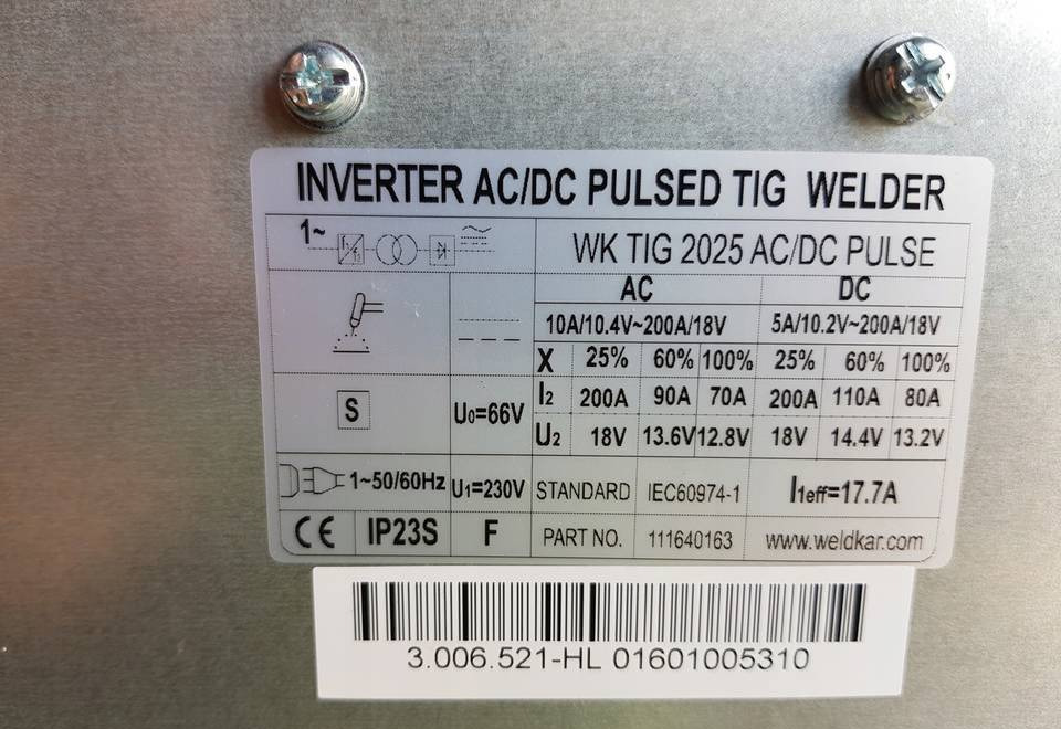 Spawarka Tig CEBORA WK 2025 AC/DC Puls, 200 A - Сварочное оборудование: фото 2 Spawarka Tig CEBORA WK 2025 AC/DC Puls, 200 A - Сварочное оборудование: фото 2