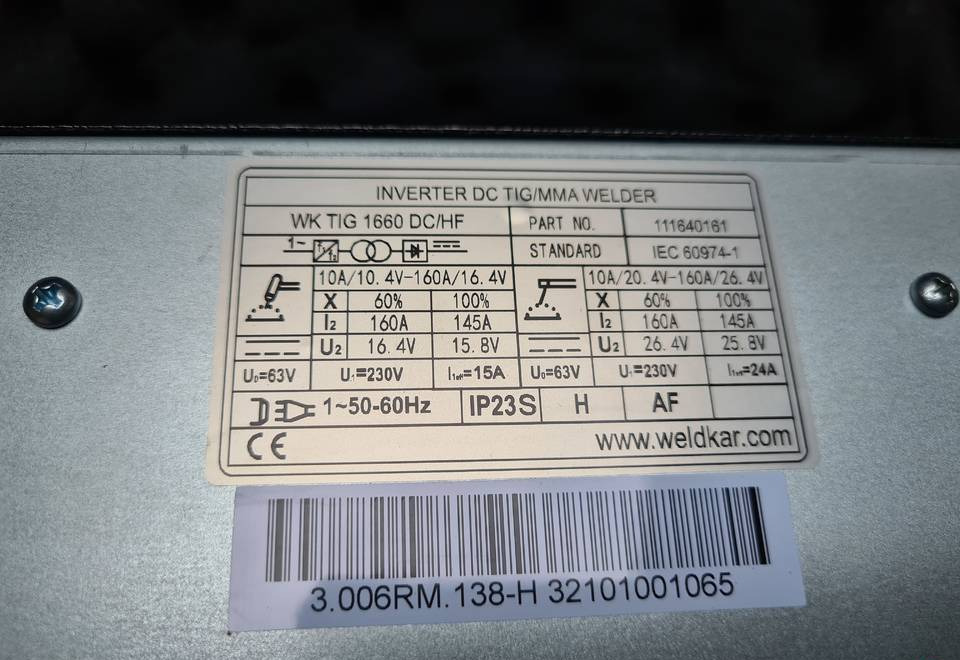 Новый Сварочное оборудование Spawarka Tig WELDKAR WK 1660 DC/HF 160 A: фото 6