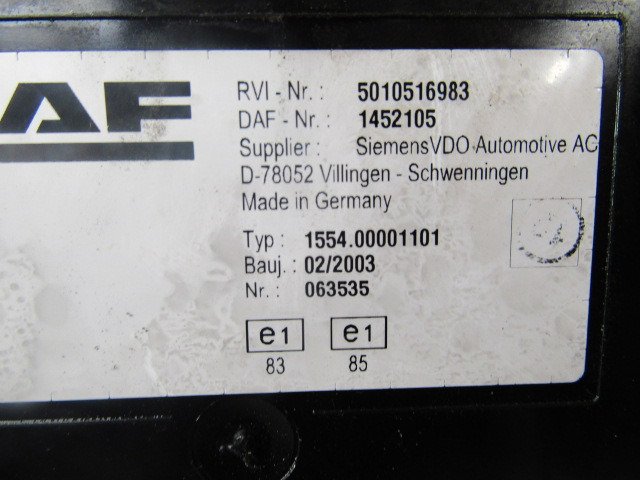 DAF LF55 CLOCK CLUSTER P/NO 1452105 - Кабина и интерьер для Грузовиков: фото 2 DAF LF55 CLOCK CLUSTER P/NO 1452105 - Кабина и интерьер для Грузовиков: фото 2