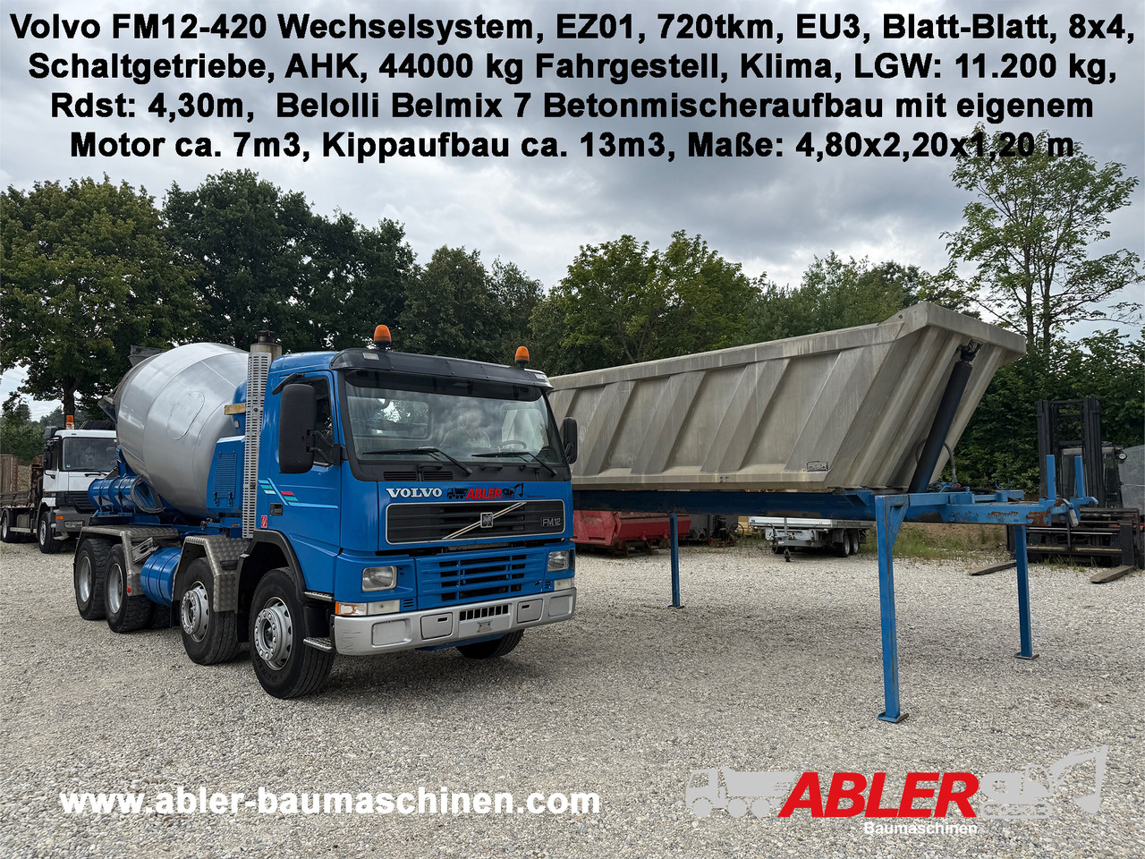Volvo FM 12 420 WECHSELSYSTEM Betonmischer + Kipper AHK Klima - Автобетоносмеситель: фото 1 Volvo FM 12 420 WECHSELSYSTEM Betonmischer + Kipper AHK Klima - Автобетоносмеситель: фото 1