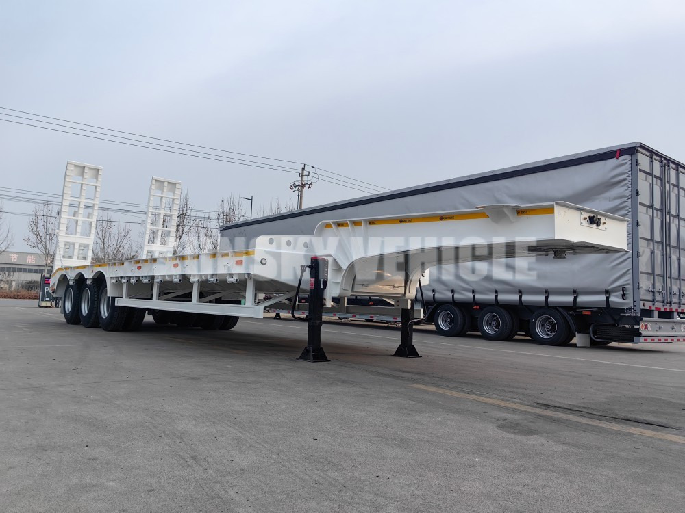 Новый Низкорамный полуприцеп для транспортировки тяжёлой техники SUNSKY 3 Axle 40 Tons gooseneck lowbed trailer: фото 8