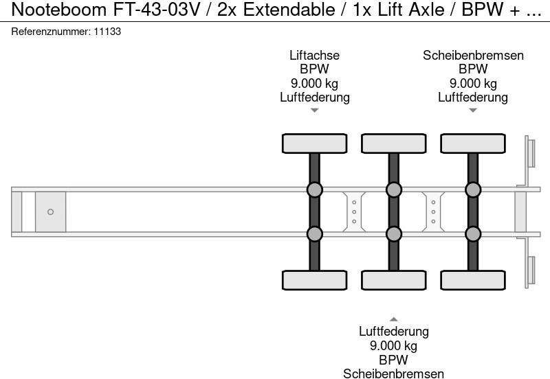 Полуприцеп-контейнеровоз/ Сменный кузов Nooteboom FT-43-03V / 2x Extendable / 1x Lift Axle / BPW + Disc: фото 11