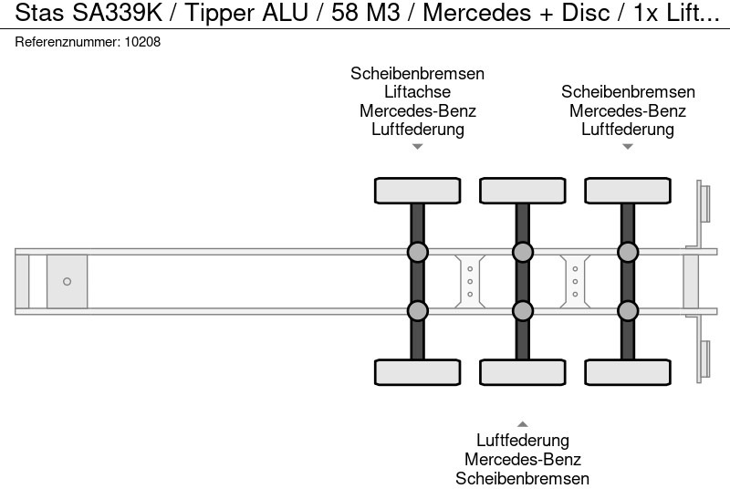 Самосвальный полуприцеп Stas SA339K / Tipper ALU / 58 M3 / Mercedes + Disc / 1x Lift Axle: фото 12