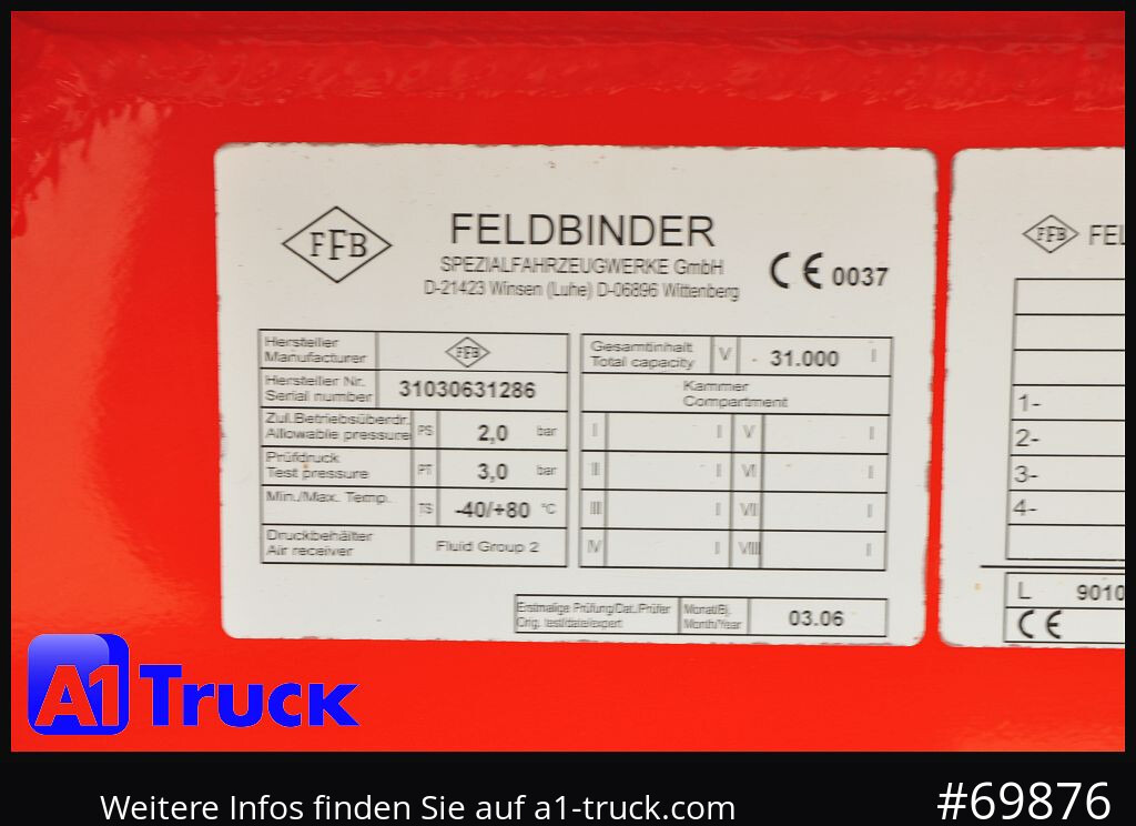 FELDBINDER HEUT 31.2 Silo, Futtermittel, 31m³, 3 Kammern, - Прицеп-цистерна: фото 2 FELDBINDER HEUT 31.2 Silo, Futtermittel, 31m³, 3 Kammern, - Прицеп-цистерна: фото 2