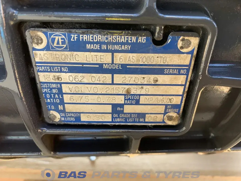 Коробка передач для Грузовиков ZF FL Euro 6 Volvo ATO1056 Versnellingsbak 6AS1000 TO: фото 7 Коробка передач для Грузовиков ZF FL Euro 6 Volvo ATO1056 Versnellingsbak 6AS1000 TO: фото 7