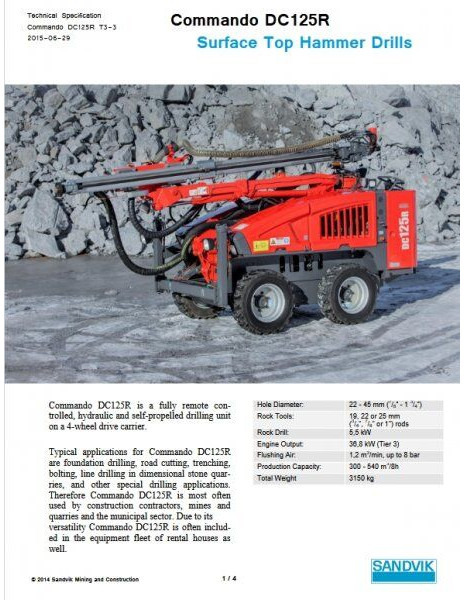 Sandvik DC 125R Commando - Буровая машина: фото 5 Sandvik DC 125R Commando - Буровая машина: фото 5
