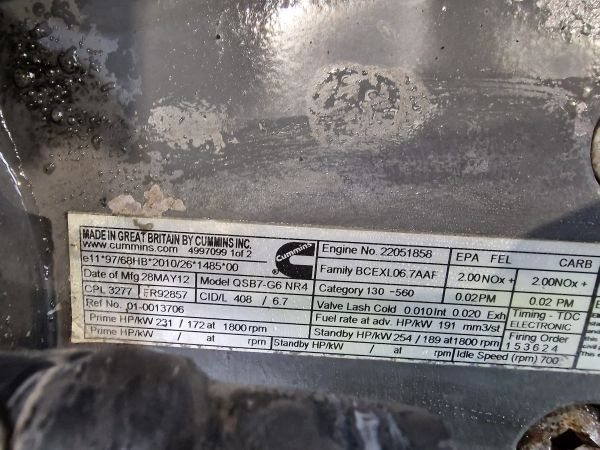Cummins QSB7-G6 NR4 CPL3277 Engine (Plant) - Двигатель для Строительной техники: фото 2 Cummins QSB7-G6 NR4 CPL3277 Engine (Plant) - Двигатель для Строительной техники: фото 2