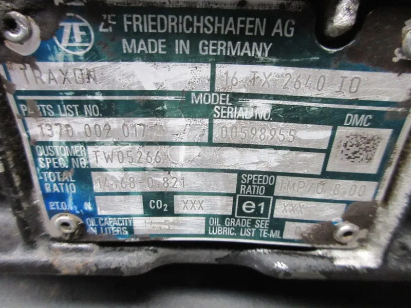 DAF 16 TX 2640 IO // RATIO 14,68-0,821 1370002017//TW 05266 DAF GINAF 2020 ZONDER SCHAKEL MODULEN - Коробка передач для Грузовиков: фото 5 DAF 16 TX 2640 IO // RATIO 14,68-0,821 1370002017//TW 05266 DAF GINAF 2020 ZONDER SCHAKEL MODULEN - Коробка передач для Грузовиков: фото 5