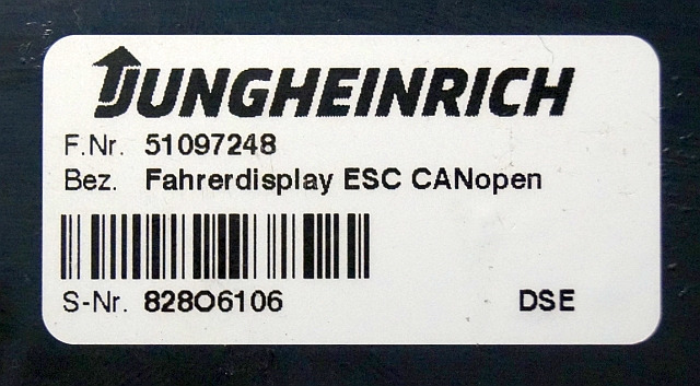 Jungheinrich 51097248 | Display ESC canopen sn. 828O6106 - Приборная панель для Погрузочно-разгрузочной техники: фото 3 Jungheinrich 51097248 | Display ESC canopen sn. 828O6106 - Приборная панель для Погрузочно-разгрузочной техники: фото 3