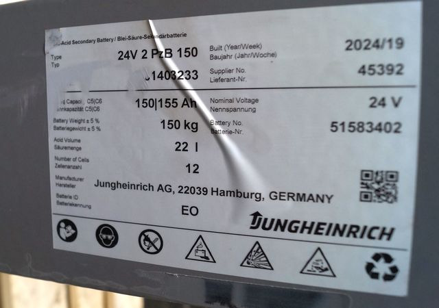 Jungheinrich unknown | Battery 24 2PZB150 year 2024 weight 150 kg sn. C81403233 - Аккумулятор для Погрузочно-разгрузочной техники: фото 3 Jungheinrich unknown | Battery 24 2PZB150 year 2024 weight 150 kg sn. C81403233 - Аккумулятор для Погрузочно-разгрузочной техники: фото 3