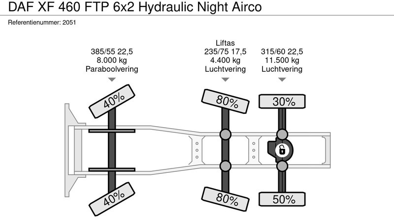 Тягач DAF XF 460 FTP 6x2 Hydraulic Night Airco: фото 19