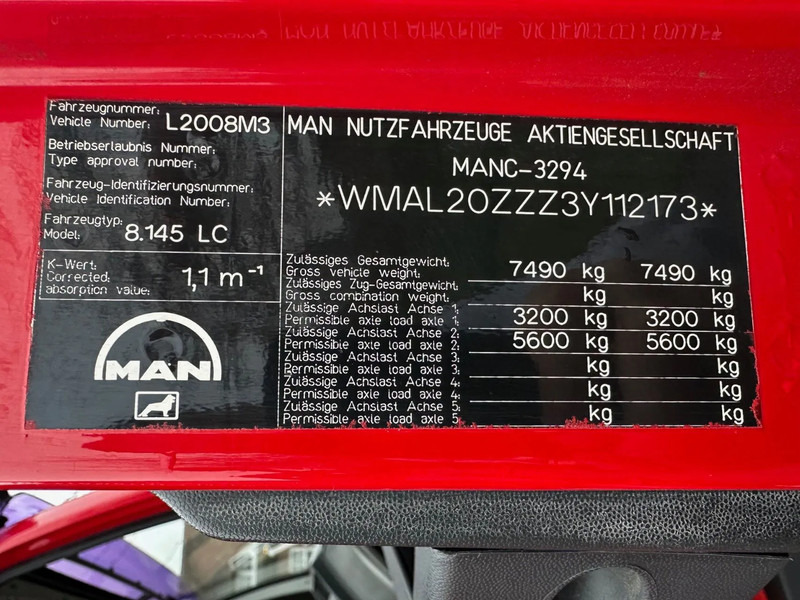 Автовоз MAN L20 / NL TRUCK / EURO3 / 111.000km / EL. WINCH / 7,5t / SUPER CONDITION!!: фото 19 Автовоз MAN L20 / NL TRUCK / EURO3 / 111.000km / EL. WINCH / 7,5t / SUPER CONDITION!!: фото 19