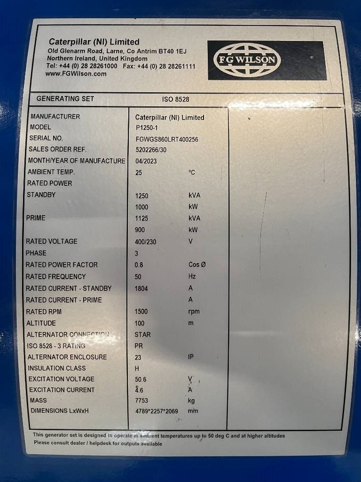 Электрогенератор FG Wilson P1250-1 - 1250 kVA Surplus Genset - DPX-25089: фото 6 Электрогенератор FG Wilson P1250-1 - 1250 kVA Surplus Genset - DPX-25089: фото 6