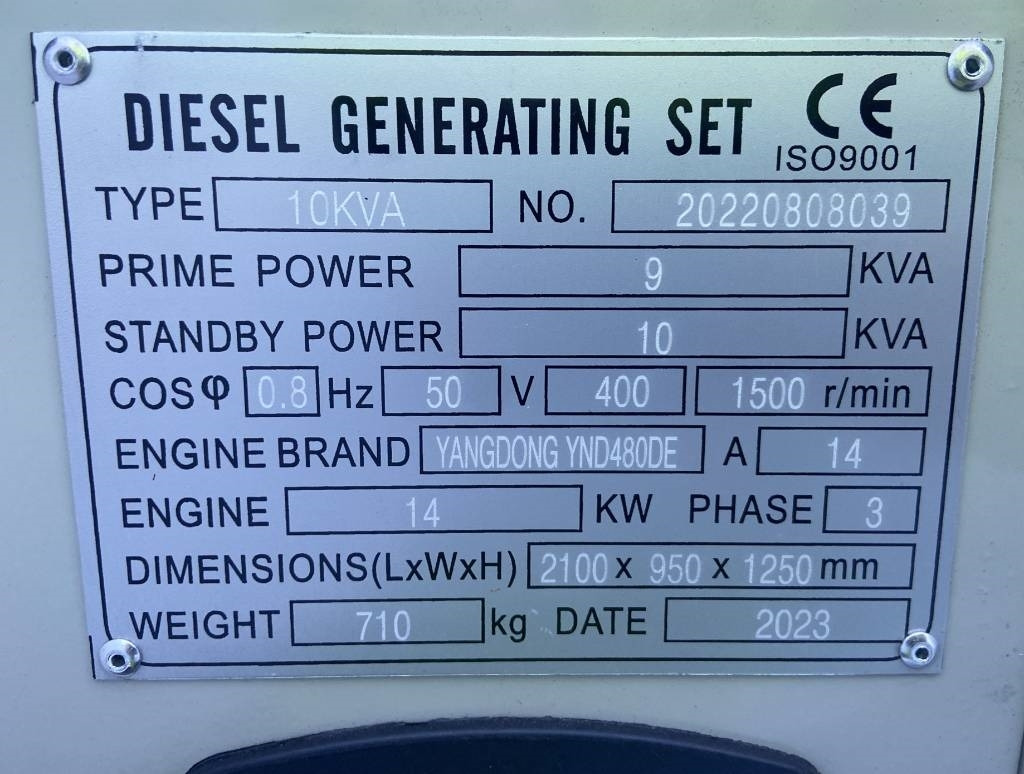 Yangdong YD480DE - 10 kVA Stage V - DPX-19881 - Электрогенератор: фото 4 Yangdong YD480DE - 10 kVA Stage V - DPX-19881 - Электрогенератор: фото 4