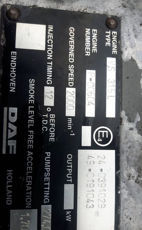 DAF WS 315 L DAF truck - Двигатель для Грузовиков: фото 5 DAF WS 315 L DAF truck - Двигатель для Грузовиков: фото 5