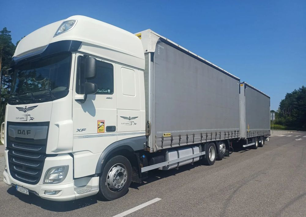 Тентованный грузовик DAF XF 480 SUPER SPACE CAB / ZESTAW TANDEM PRZEJAZDOWY 120 M3 / SSC / ACC /EURO 6: фото 10