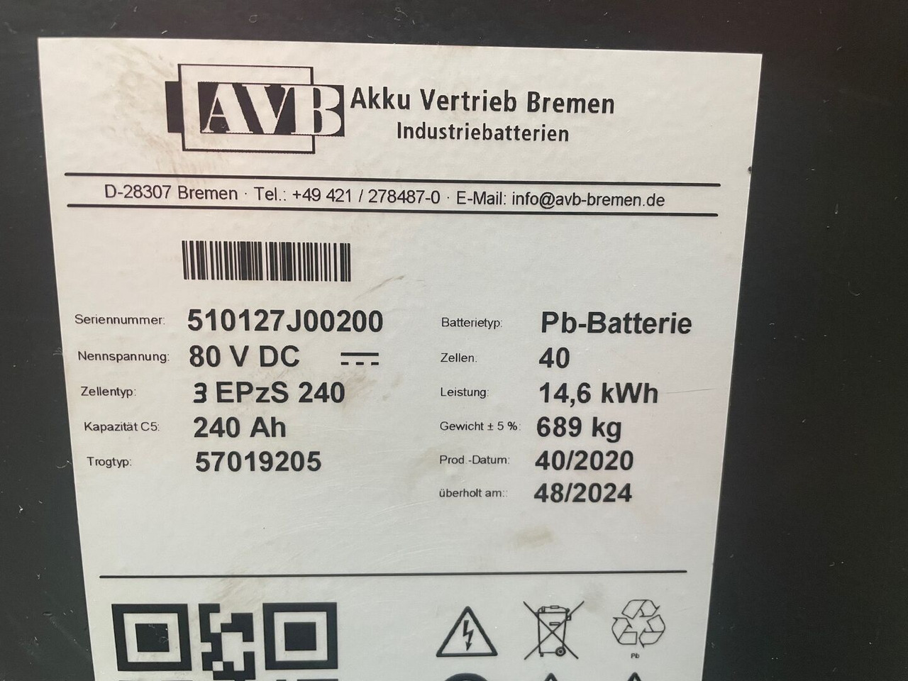 80 Volt I 3 EPzS 240 - Аккумулятор для Погрузочно-разгрузочной техники: фото 2 80 Volt I 3 EPzS 240 - Аккумулятор для Погрузочно-разгрузочной техники: фото 2