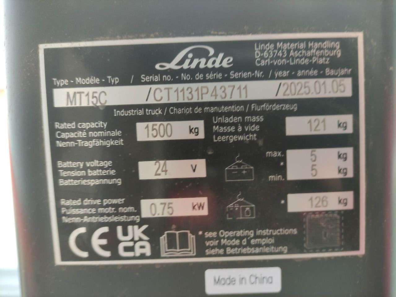 Linde MT15C - Тележка: фото 5 Linde MT15C - Тележка: фото 5
