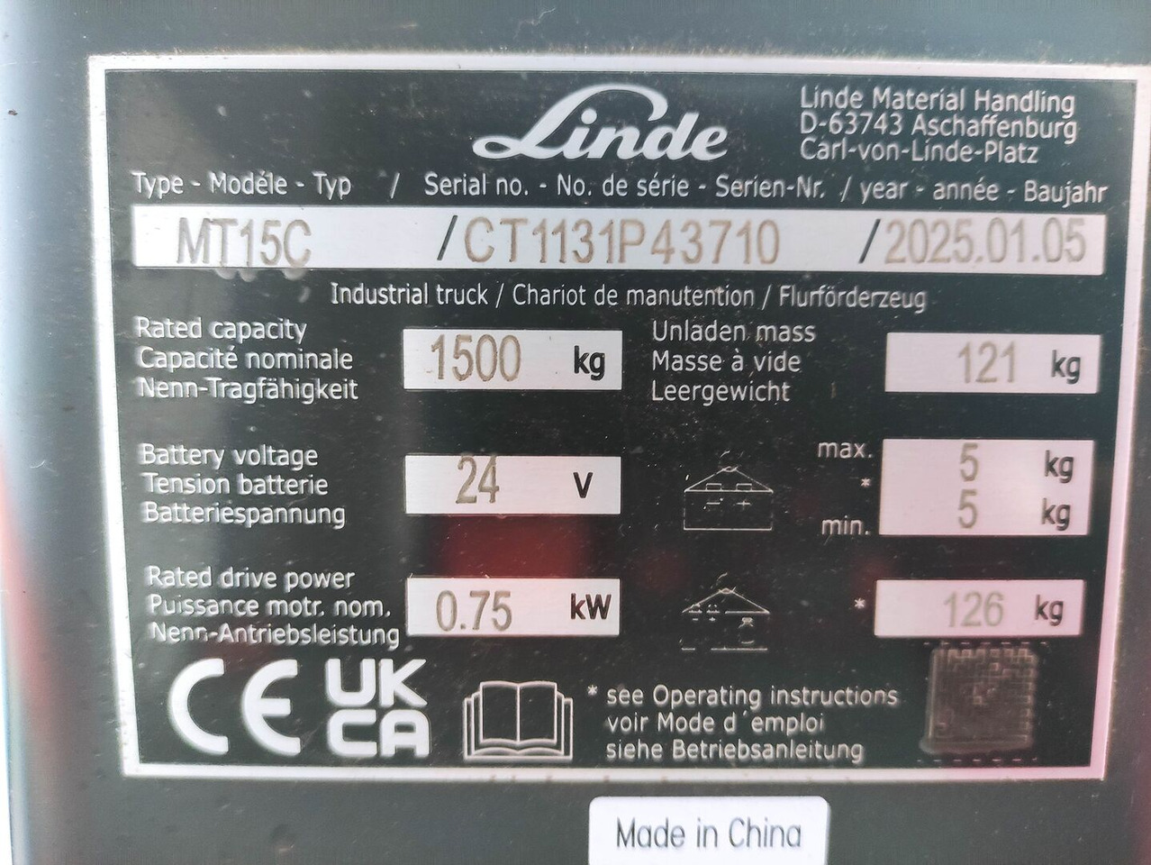 Linde MT15C - Тележка: фото 5 Linde MT15C - Тележка: фото 5